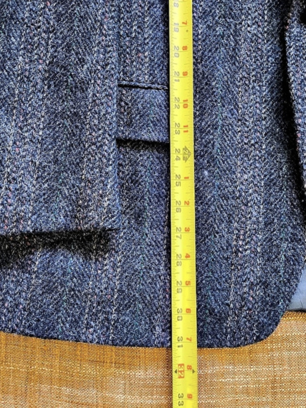 Harris Tweed Wool Sport Coat Striped Herringbone Slate Blue Grey Rust Size 46R - Picture 13 of 16